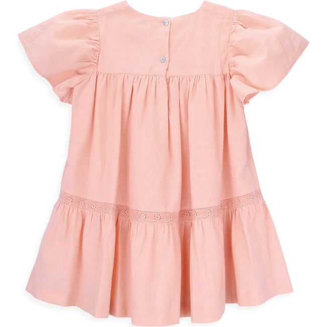 Florence Round Neck Short Ruffled Sleeve Dress, Cream Blush Orange - Dresses - 3