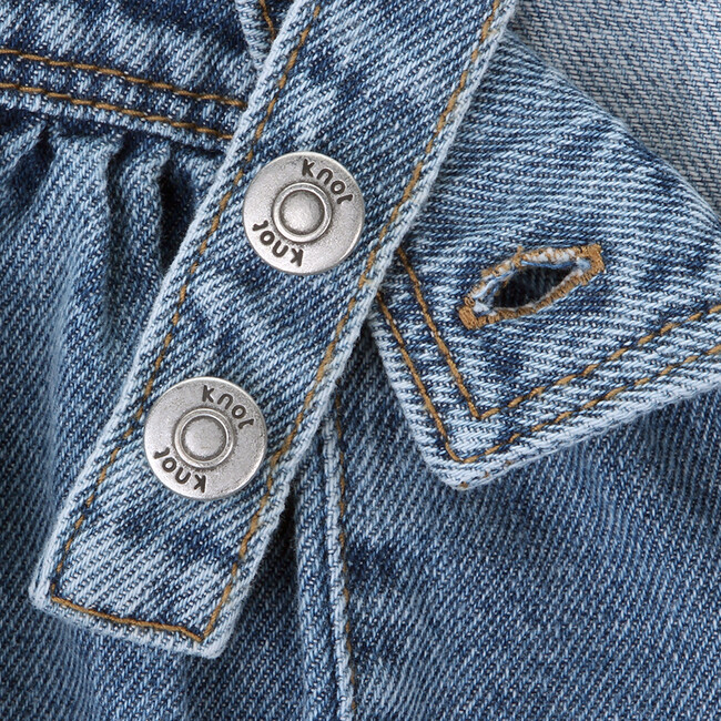 Becky Adjustable Buttoned Strap Denim Overalls, Medium Blue - Overalls - 2