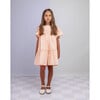 Florence Round Neck Short Ruffled Sleeve Dress, Cream Blush Orange - Dresses - 4