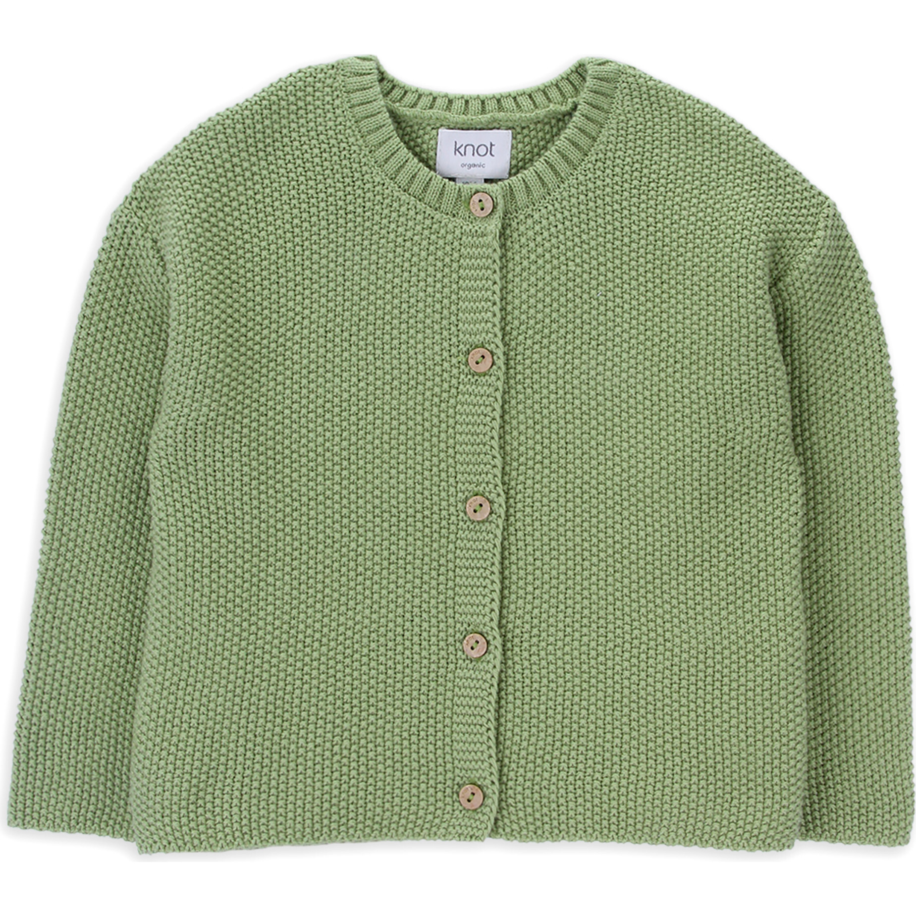 Molly Knit Crew Neck Long Sleeve Buttoned Cardigan, Terragon Green - Cardigans - 1