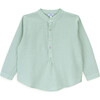 Gasper Priest Collar Long Sleeve Buttoned Shirt, Celadon Green - Shirts - 1 - thumbnail