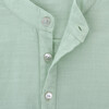 Gasper Priest Collar Long Sleeve Buttoned Shirt, Celadon Green - Shirts - 2