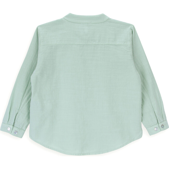 Gasper Priest Collar Long Sleeve Buttoned Shirt, Celadon Green - Shirts - 3