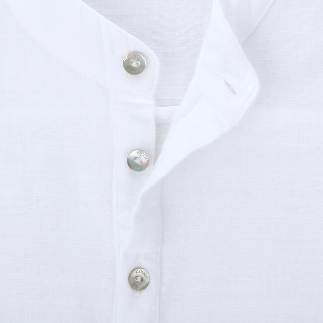 Gasper Baby Priest Collar Long Sleeve Buttoned Shirt, Celadon Green - Shirts - 2