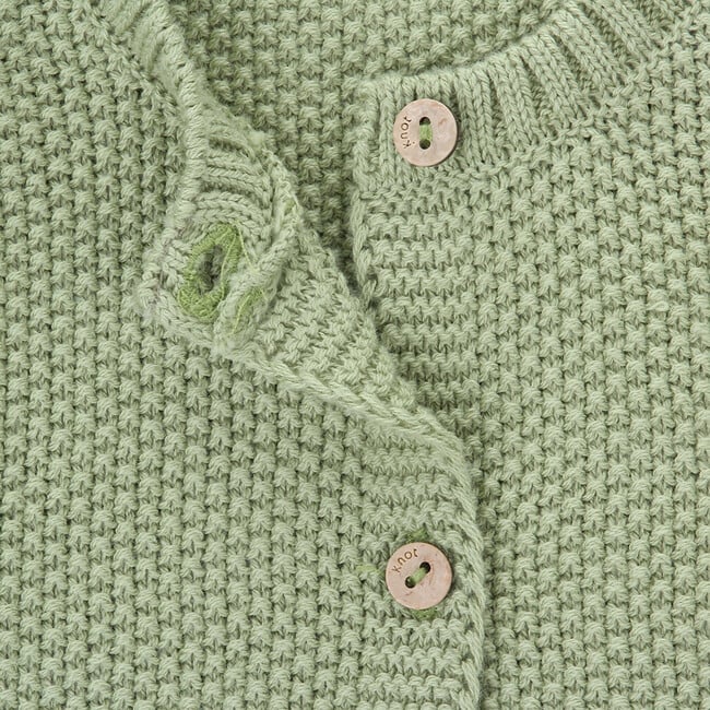 Molly Knit Crew Neck Long Sleeve Buttoned Cardigan, Terragon Green - Cardigans - 4