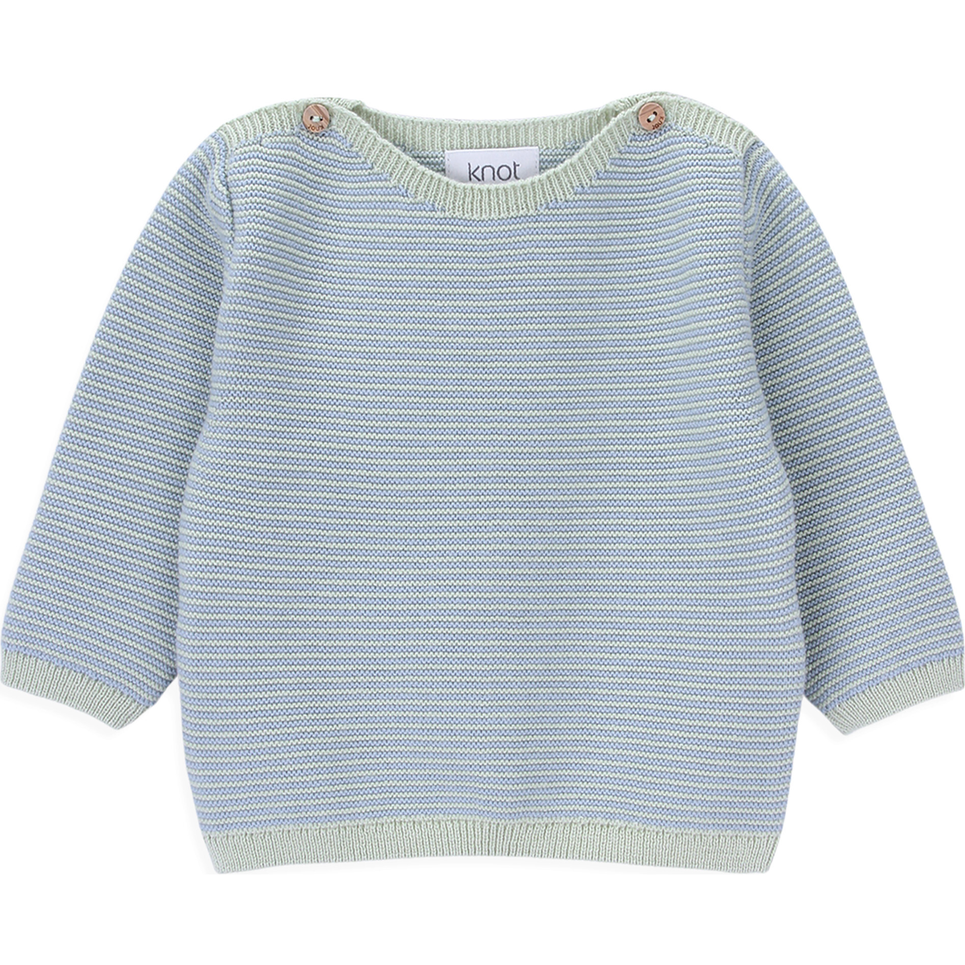 Bay Knitt Crew Neck Long Sleeve Shoulder Open Sweater, Icy Stripes - Sweaters - 1