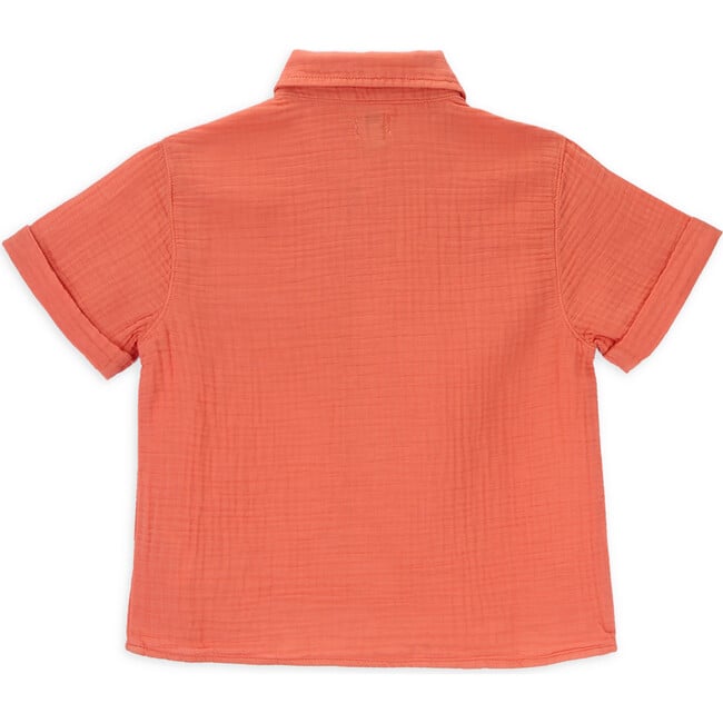 Zale Crew Neck Collared Short Sleeve Shirt, Carrot Orange - Shirts - 2