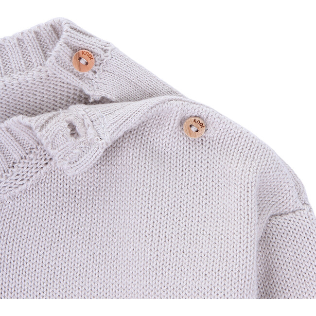 Raccoon Knitted Drop Shoulder Long Sleeve Sweater, Whitecap Gray - Sweaters - 2