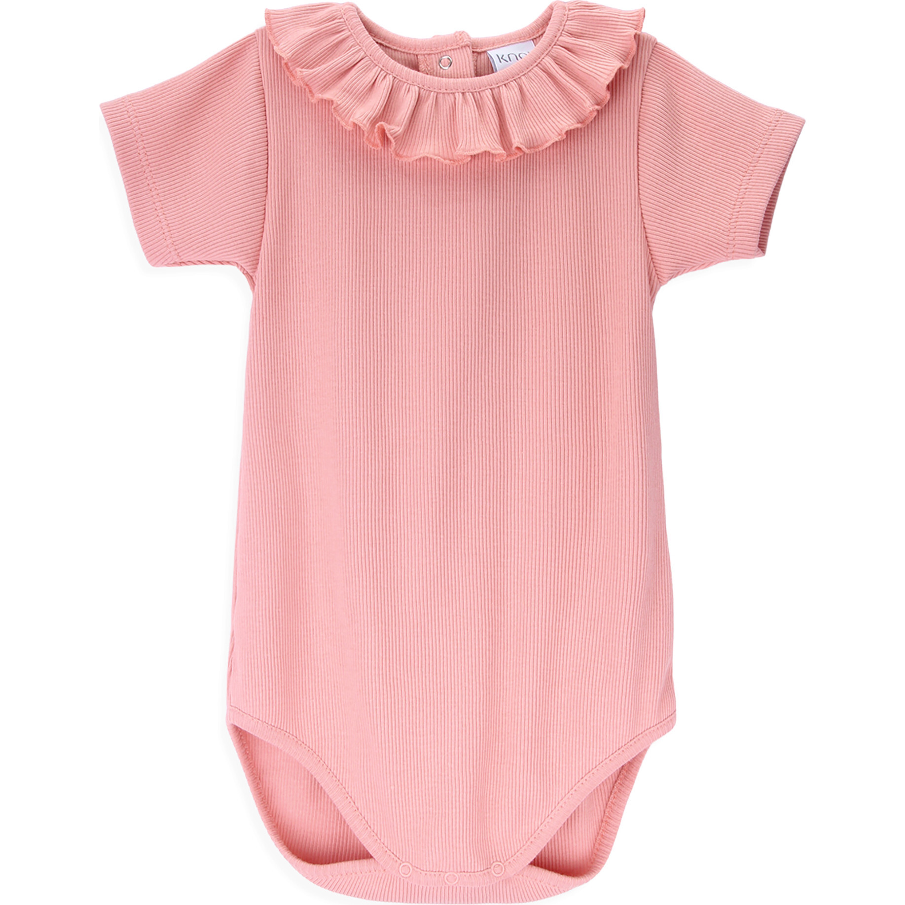 Ruby Crew Neck Ruffled Collar Short Sleeve Body, Muted Clay Rose - Onesies - 1