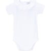 Ruby Crew Neck Ruffled Collar Short Sleeve Body, White - Onesies - 1 - thumbnail