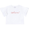 Where Crew Neck Short Frilled Sleeve T-Shirt, Pearl - T-Shirts - 1 - thumbnail