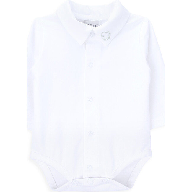Raccoon Classic Collar Long Sleeve Buttoned Body, White