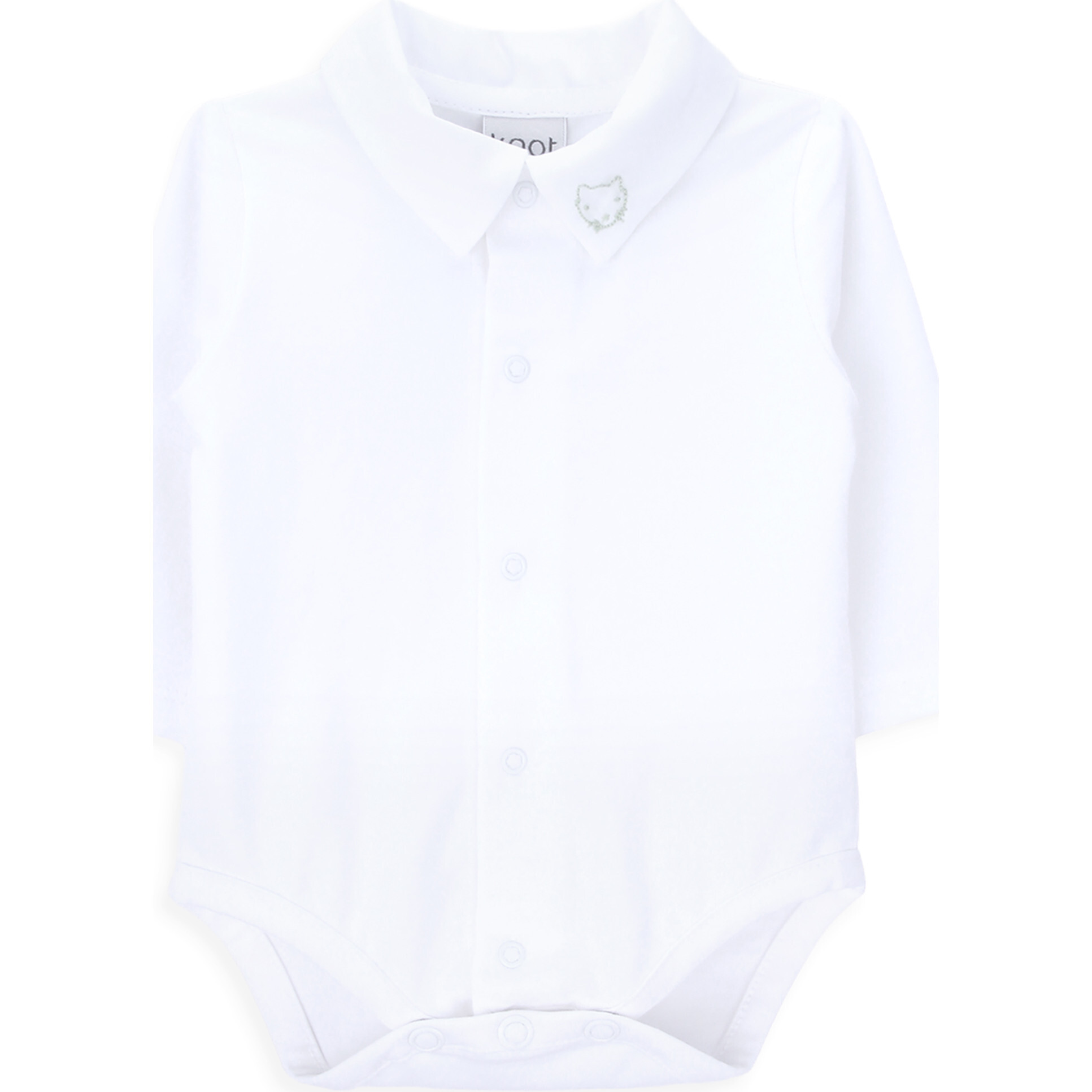 Raccoon Classic Collar Long Sleeve Buttoned Body, White - Onesies - 1