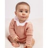 Anna Crew Neck Ruffled Collar Long Sleeve Buttoned Body, White - Onesies - 2