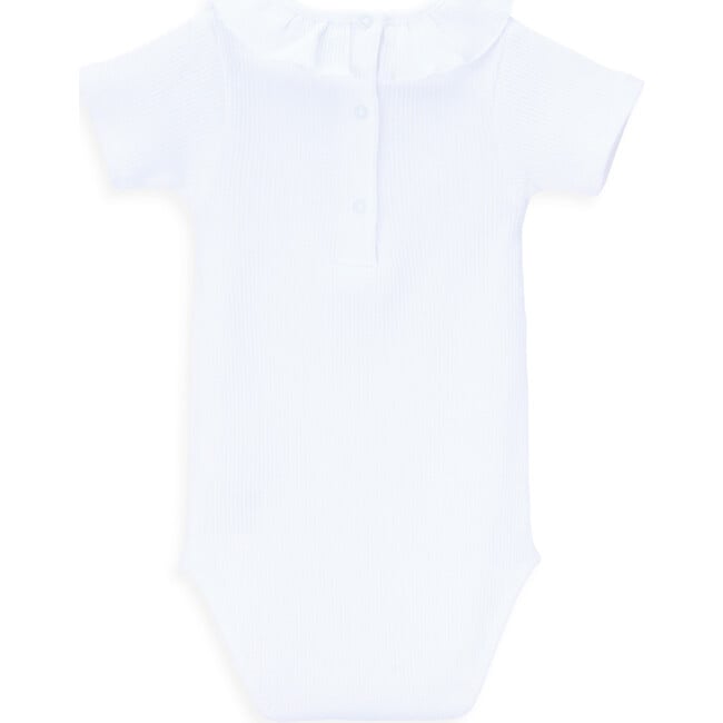 Ruby Crew Neck Ruffled Collar Short Sleeve Body, White - Onesies - 3