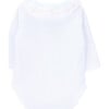 Anna Crew Neck Ruffled Collar Long Sleeve Buttoned Body, White - Onesies - 3