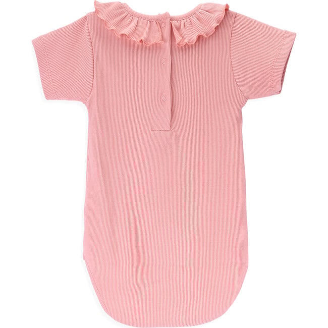 Ruby Crew Neck Ruffled Collar Short Sleeve Body, Muted Clay Rose - Onesies - 3