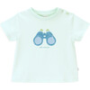 Little Detective Crew Neck Short Sleeve Shoulder Open T-Shirt, Celadon Green - T-Shirts - 1 - thumbnail