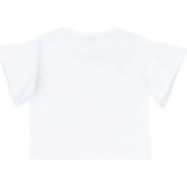 Where Crew Neck Short Frilled Sleeve T-Shirt, Pearl - T-Shirts - 3