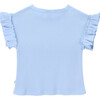 Charlot Round Neck Short Ruffle Sleeve T-Shirt, Blue Fog - T-Shirts - 3