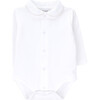 Angel Crew Neck Peter Pan Collar Long Sleeve Buttoned Body, Pearl - Onesies - 1 - thumbnail