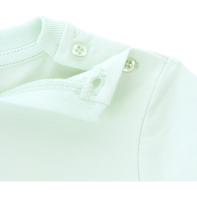 Little Detective Crew Neck Short Sleeve Shoulder Open T-Shirt, Celadon Green - T-Shirts - 2