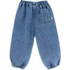 Laurie Elastic Waist Denim Trousers, Medium Blue - Pants - 3