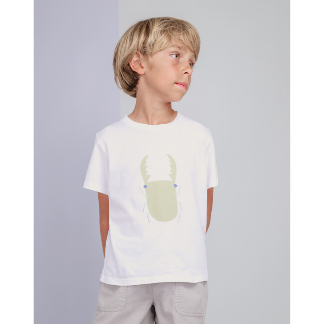 Scarab Crew Neck Short Sleeve T-Shirt, White - T-Shirts - 4