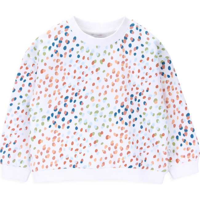 Colorful Drop Shoulder Long Sleeve Dots Sweatshirt, Colorful Dots