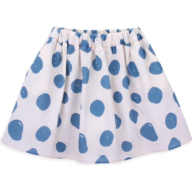 Blue Front Pocket Above Knee A-Line Skirt, Aquatic Dots