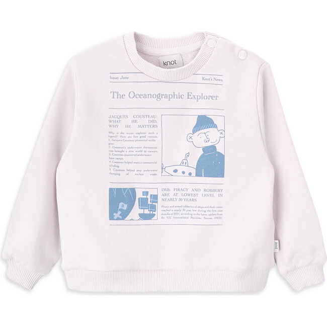 Explorer Baby Crew Neck Long Sleeve Shoulder Snap Sweatshirt, Whitecap Gray
