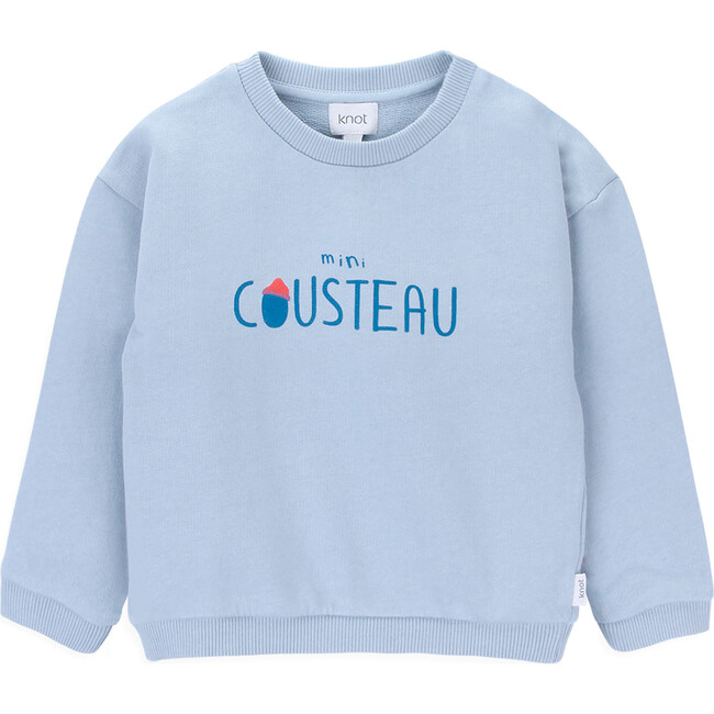 Cousteau Crew Neck Long Sleeve Shoulder Snap Sweatshirt, Blue Fog