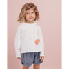 Bird Round Ruffled Collar Long Sleeve T-Shirt, Pearl - T-Shirts - 2