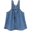 Dakota Square Neck Denim Pinafore Dress, Medium Blue - Dresses - 1 - thumbnail