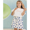 Blue Front Pocket Above Knee A-Line Skirt, Aquatic Dots - Skirts - 2