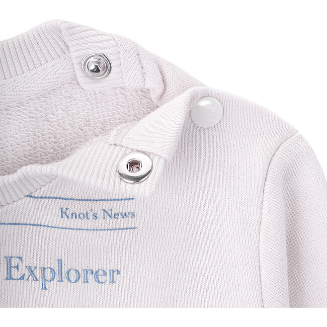 Explorer Baby Crew Neck Long Sleeve Shoulder Snap Sweatshirt, Whitecap Gray - Sweatshirts - 2