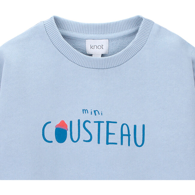 Cousteau Crew Neck Long Sleeve Shoulder Snap Sweatshirt, Blue Fog - Sweatshirts - 2