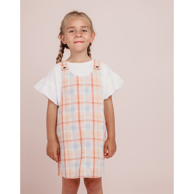 Eliza Twill Round Neck Adjustable Strapa Plaid Pinafore Dress, Moonrise Checks - Dresses - 4