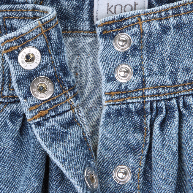 Dakota Square Neck Denim Pinafore Dress, Medium Blue - Dresses - 2