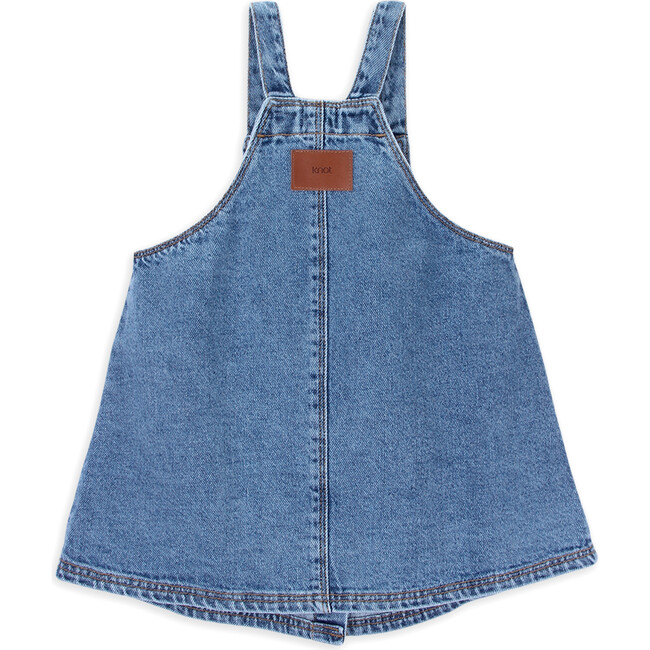 Dakota Square Neck Denim Pinafore Dress, Medium Blue - Dresses - 3