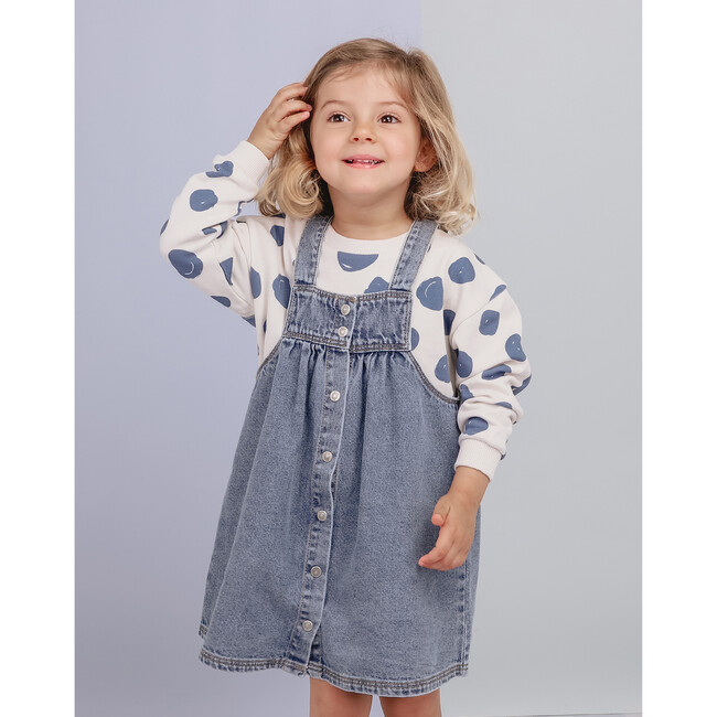Dakota Square Neck Denim Pinafore Dress, Medium Blue - Dresses - 4