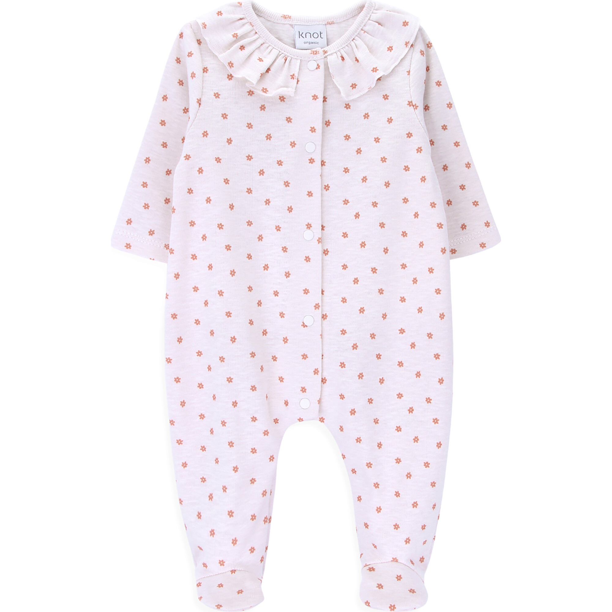 Aurora Round Ruffled Collar Long Sleeve Babygrow, Little Flowers - Bodysuits - 1