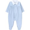 Adrian Contrast Classic Collar Long Sleeve Babygrow, Illusion Blue - Bodysuits - 1 - thumbnail