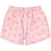 Parker Print Back Flap Pocket Swim Shorts, Coral Birds - Swim Trunks - 1 - thumbnail