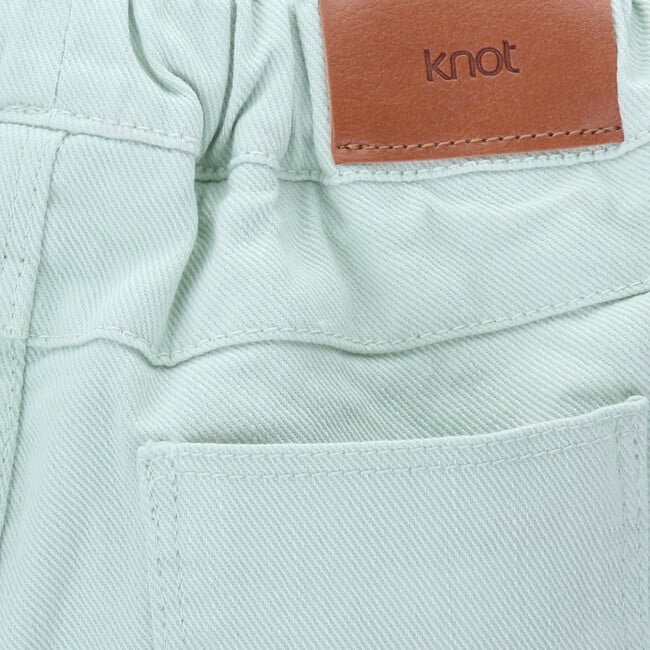 Spike Twill Elastic Waist Front And Back Pocket Shorts, Celadon Green - Shorts - 4