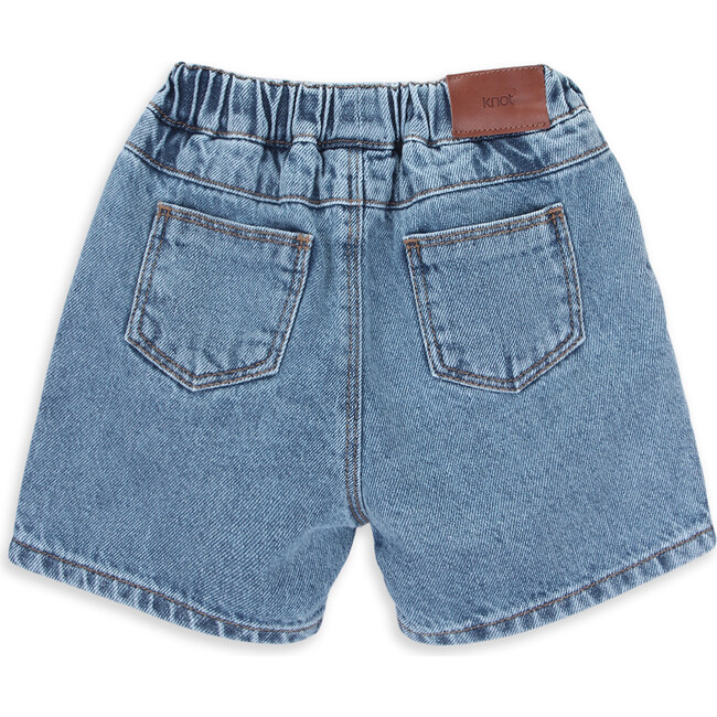 Spike Elastic Waist Front And Back Pocket Denim Shorts, Medium Blue - Shorts - 3