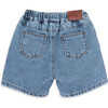 Spike Elastic Waist Front And Back Pocket Denim Shorts, Medium Blue - Shorts - 3 - thumbnail
