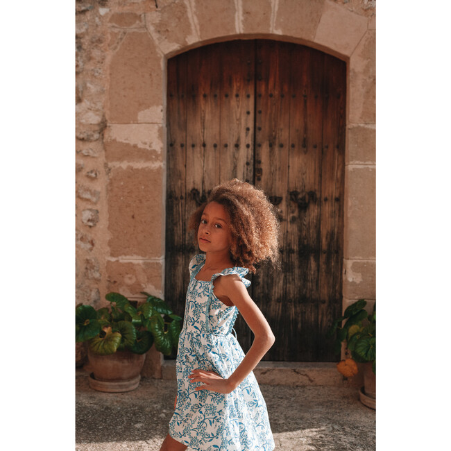 Girls Pinafore Dress, Hydrangea - Dresses - 8