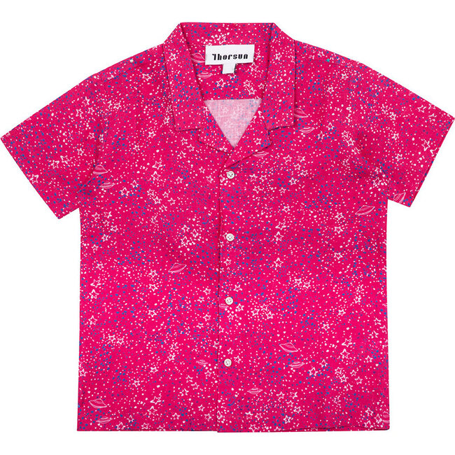 Galaxy Print Short Sleeve Shirt, Pink