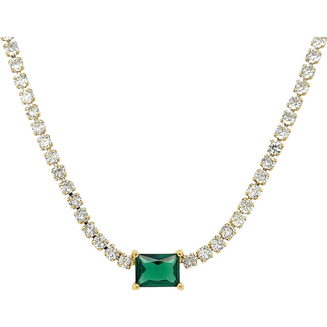 Women's Emerald 14k Gold Filled Crystal Tennis Necklace